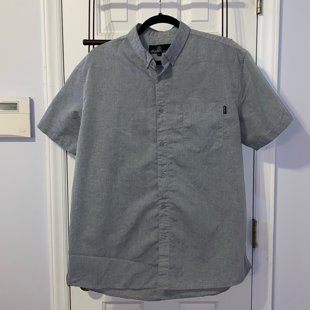 Men’s pre-owned Molokai Surf Co. short sleeve shirt, gray, sz. XL